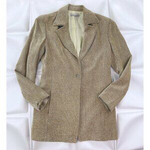 Anne Klein Sz 12 Womens Beige Brown Textured Velvet Tapestry Blazer Jacket